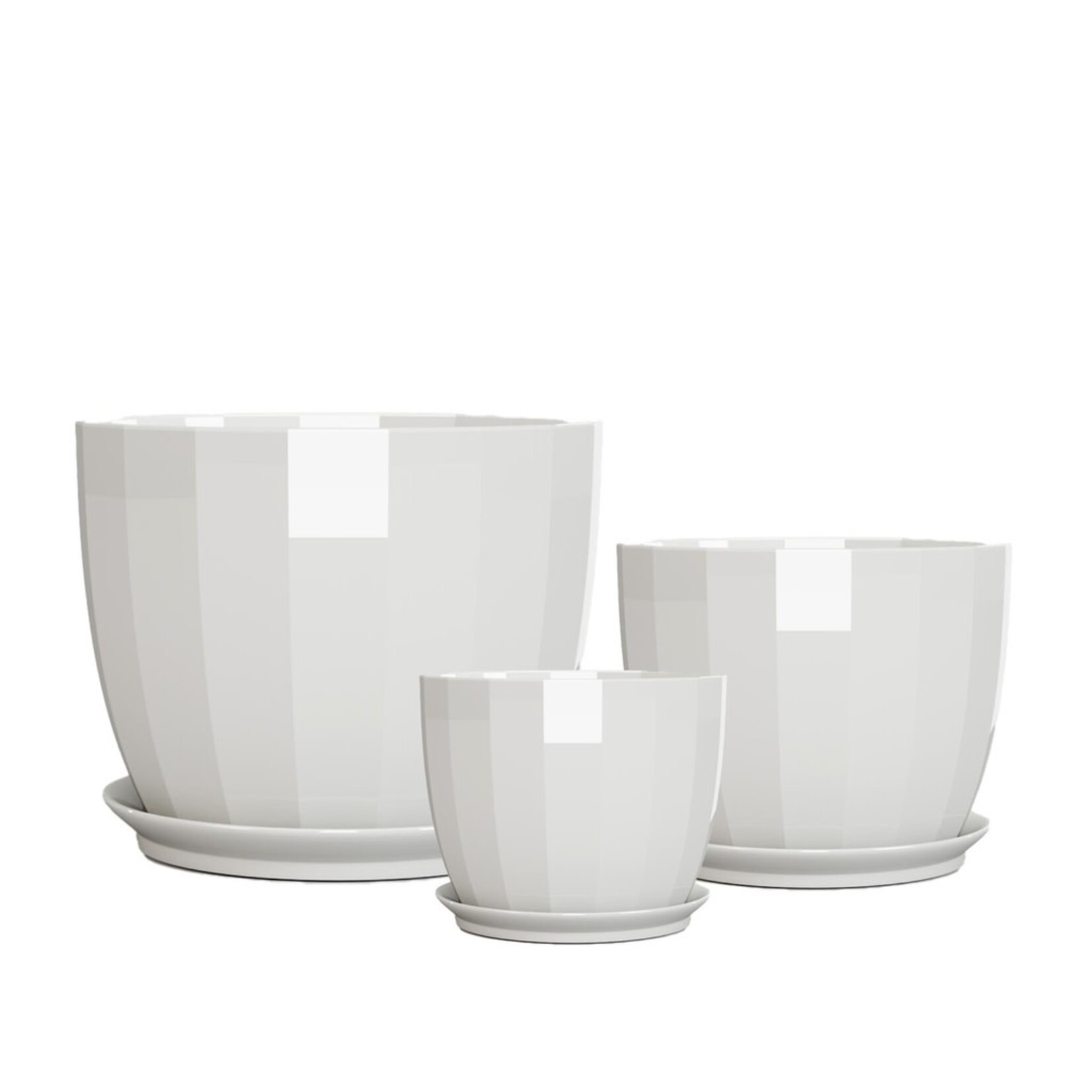 Pot, Linnie White Round w/ Saucer