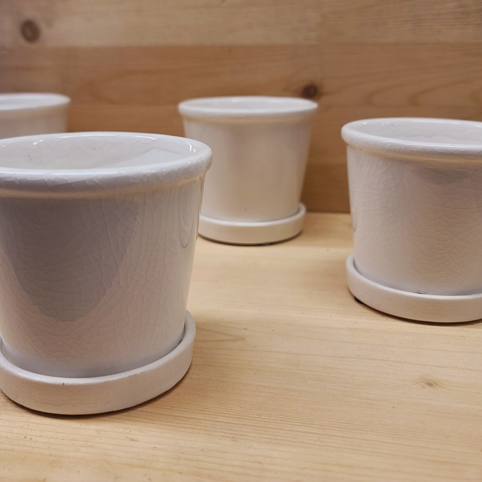 Pot, White Taper w/ Saucer