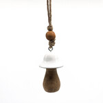 Ornament, Mushroom Mango Wood White 3 in