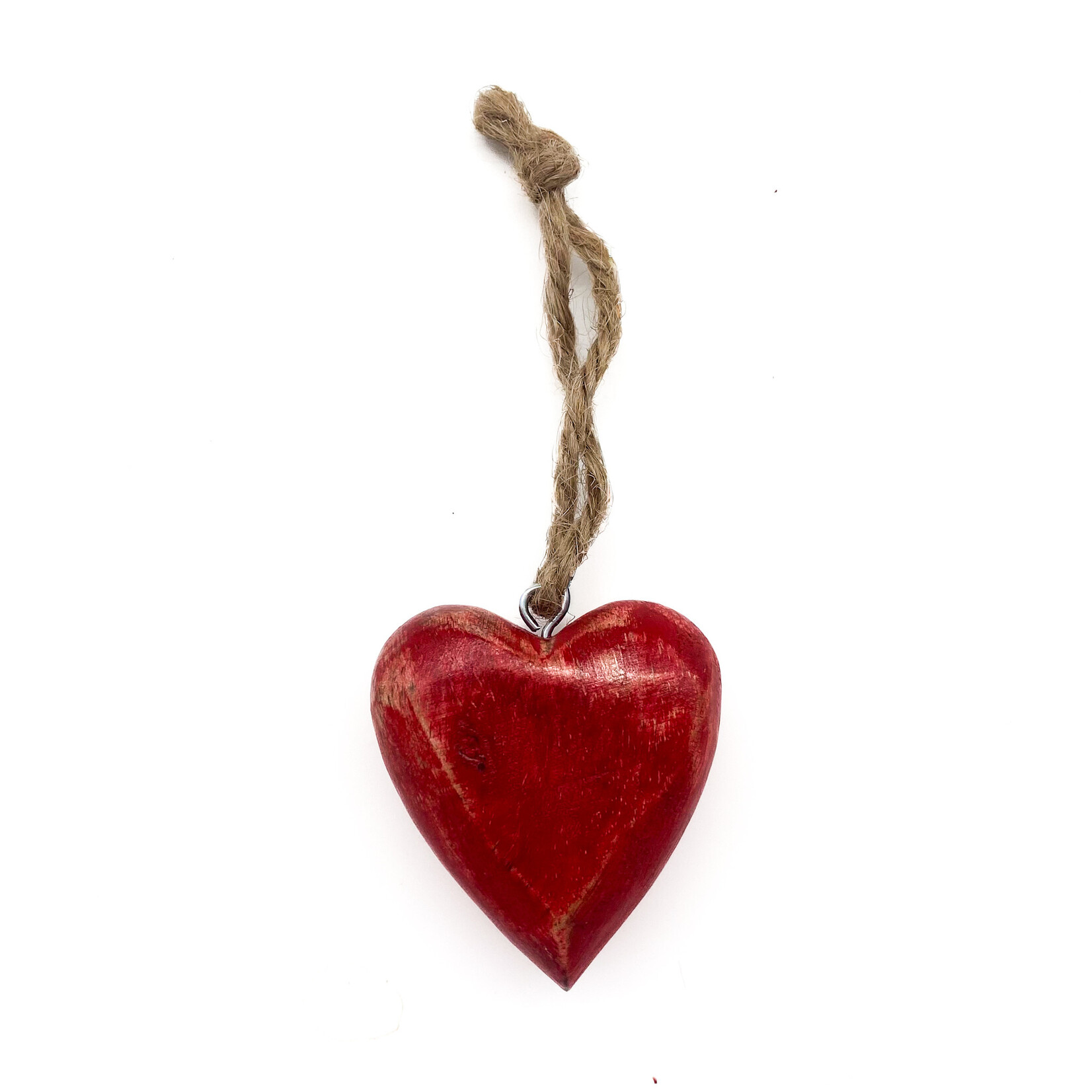 Ornament, Red Heart Mango Wood 2 in