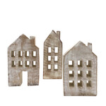 Ornament, House White Mango Wood Lg