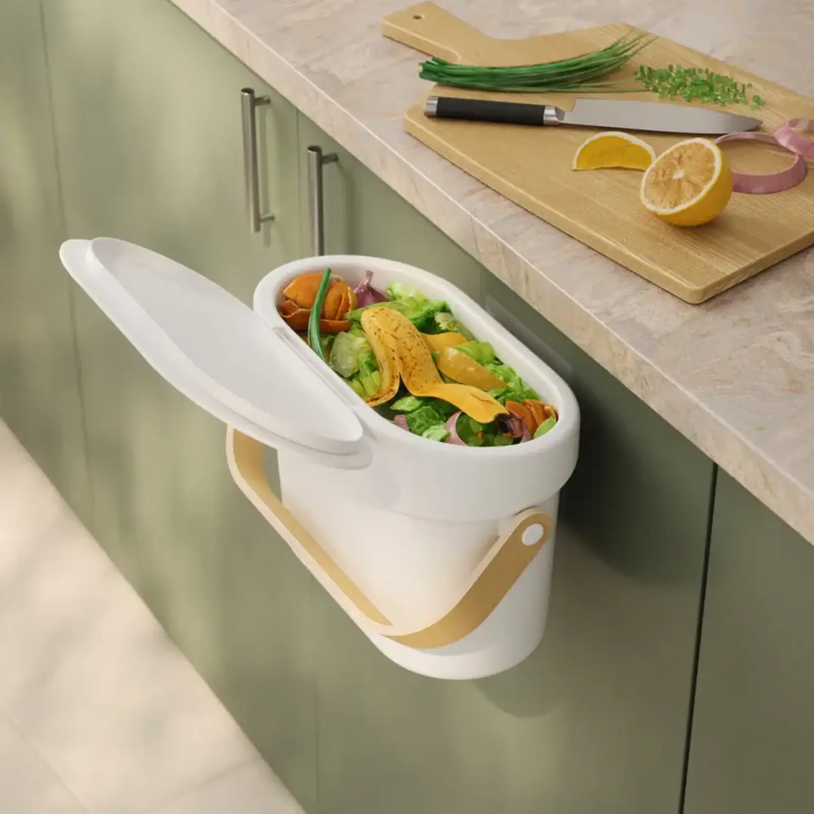 Compost Bin, White Natural