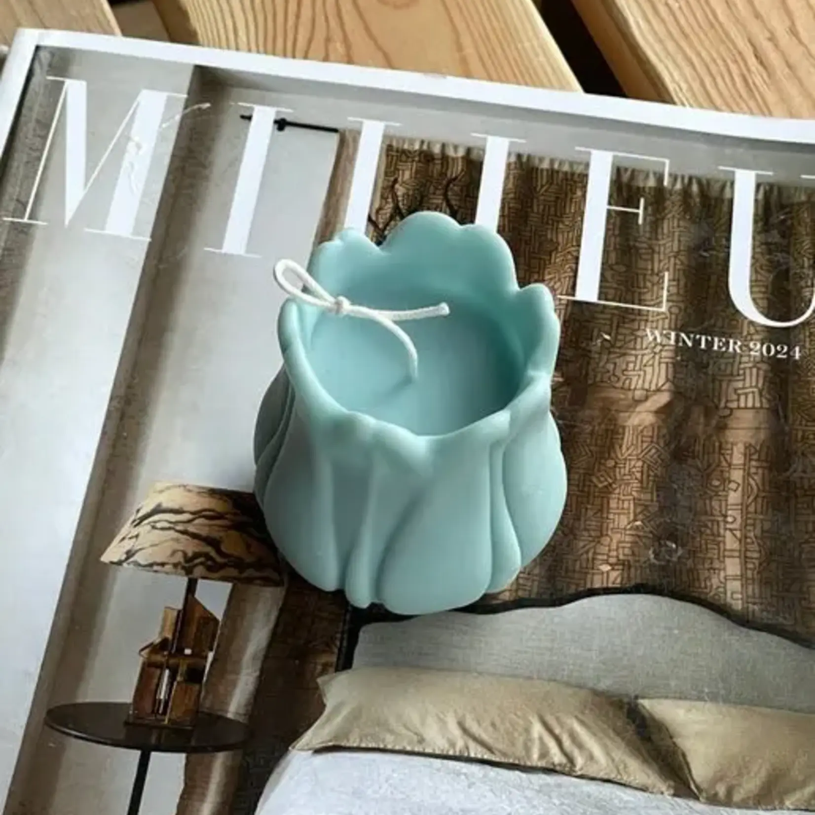 Candle, Tealight Tulip Blue