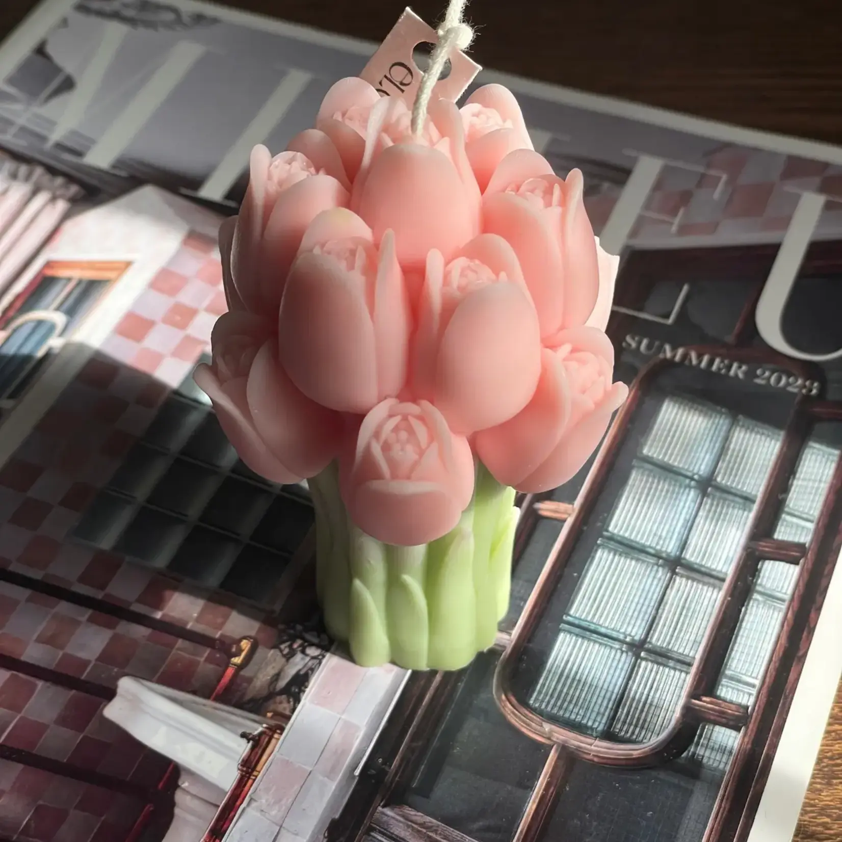 Candle, Tulip Bouquet Pink