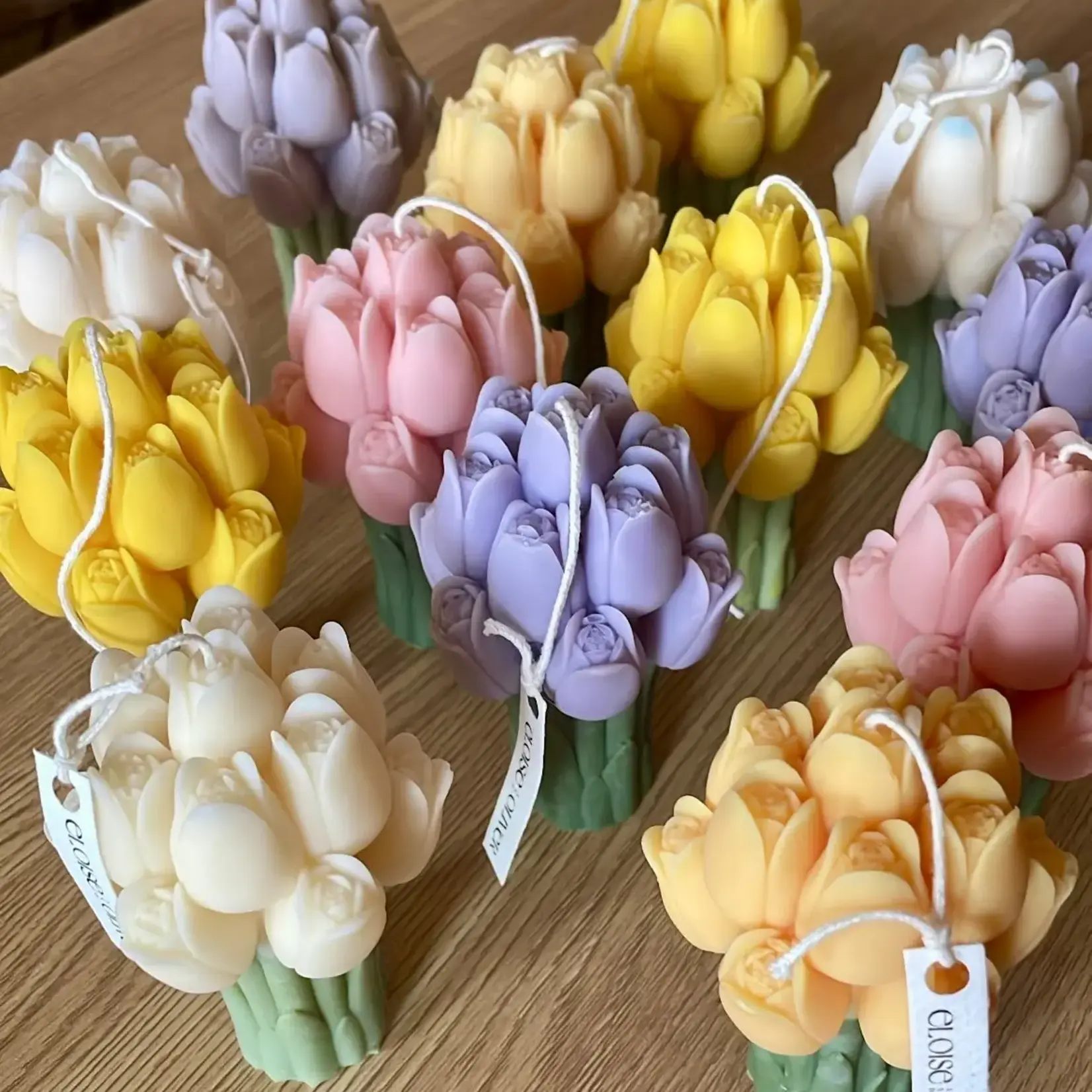 Candle, Tulip Bouquet Pink