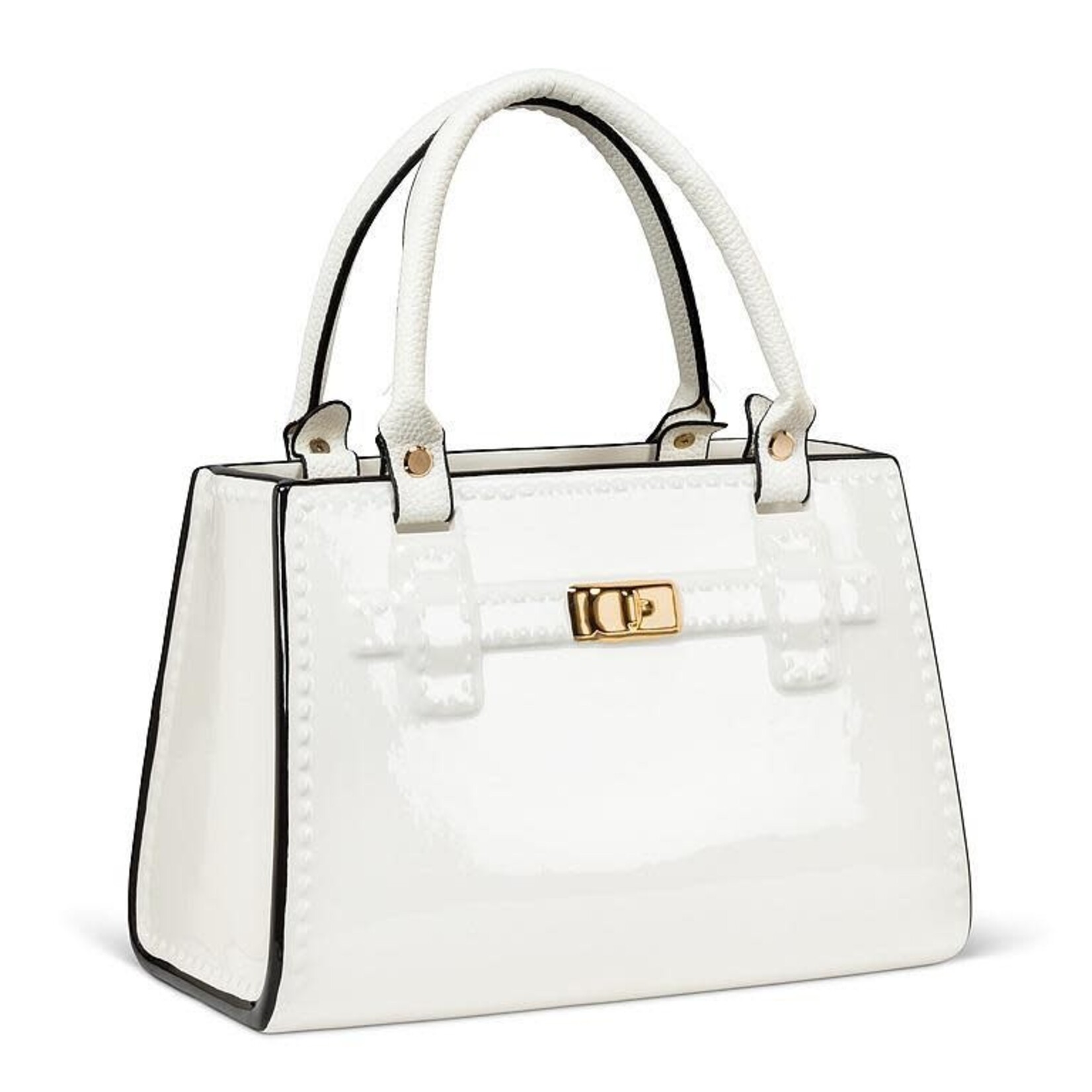 Vase, Handbag White Ceramic 9 in