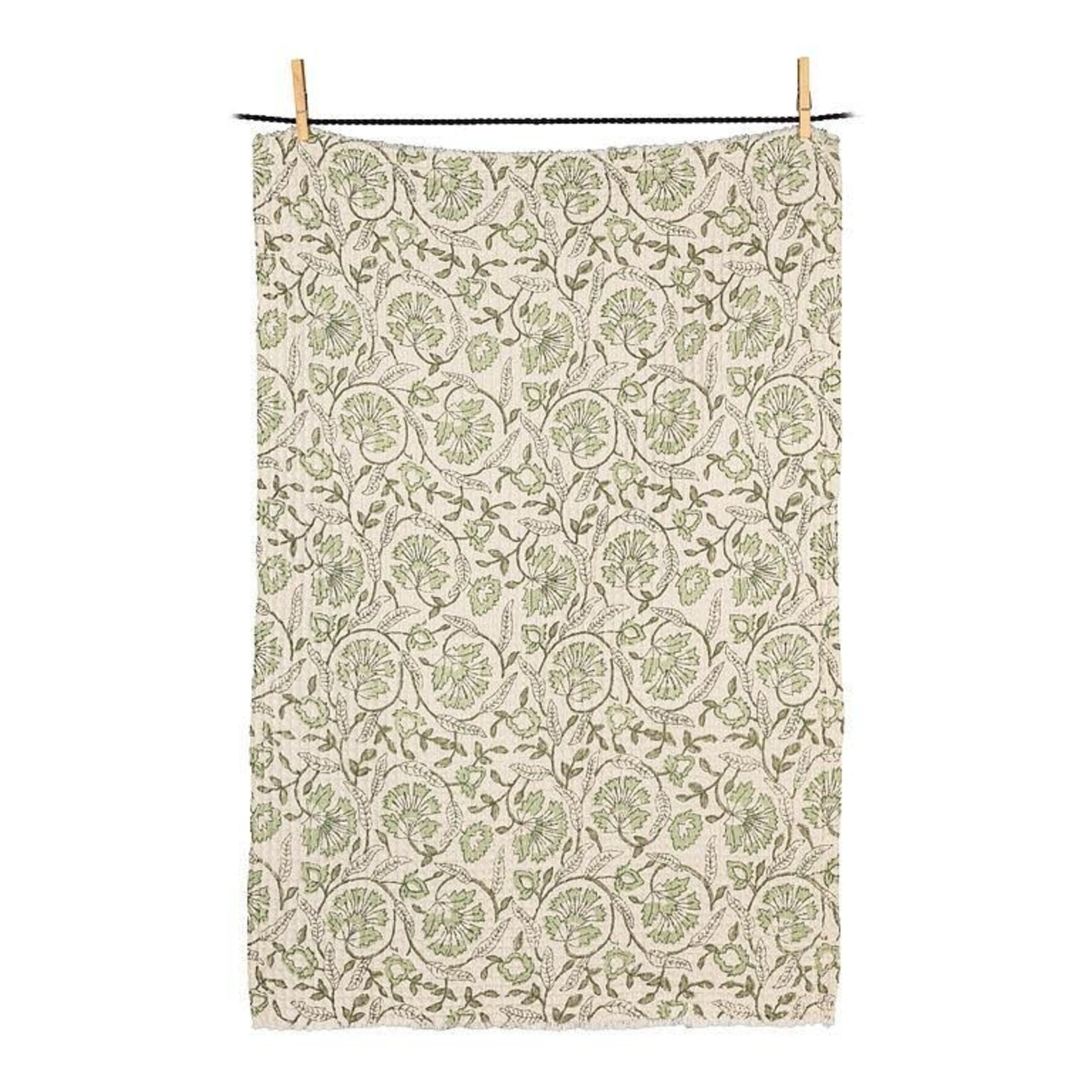 Tea Towel, Green Floral 20x28 in