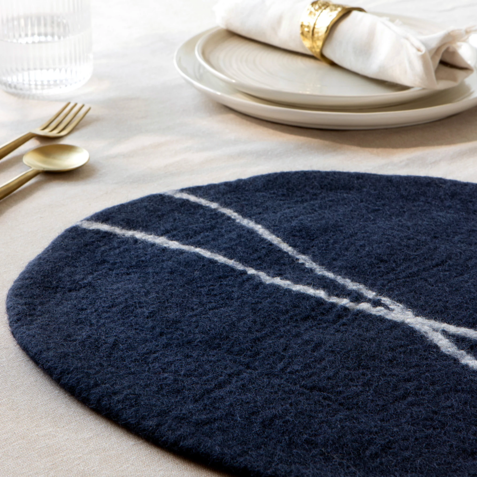 Placemat, Felt Wool Midnight 16 in
