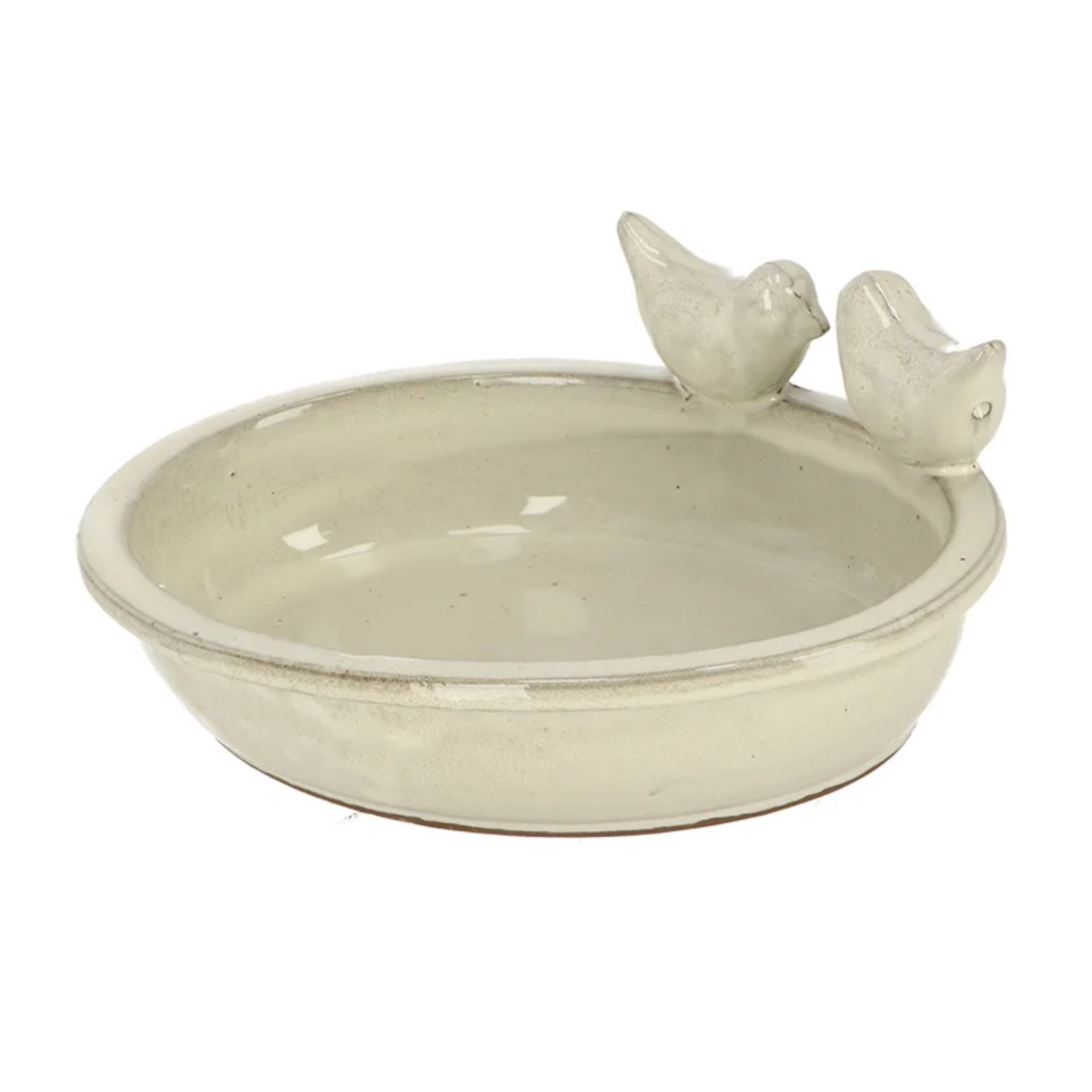 Bird Bath, Ceramic Round Cream