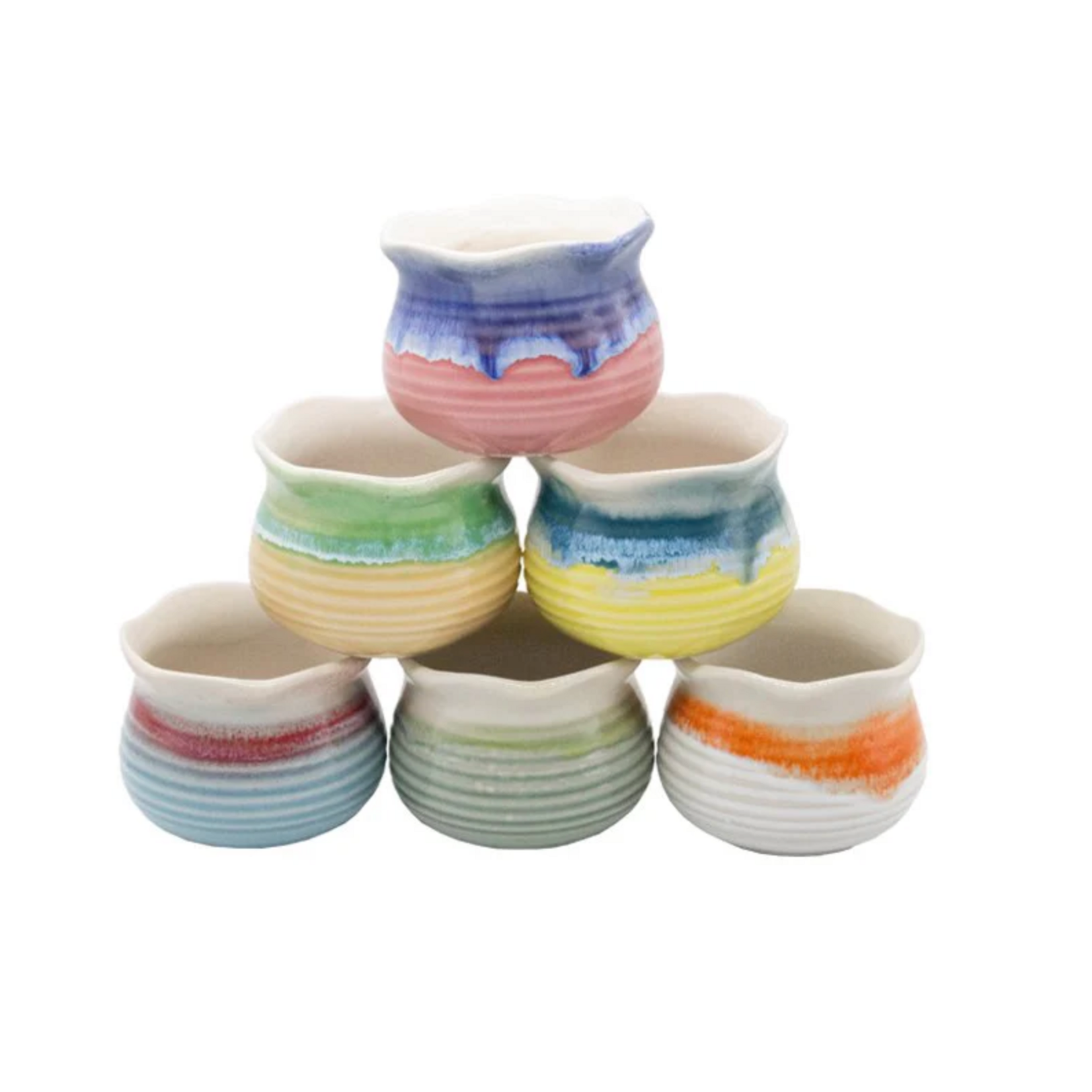 Pot, Glazed Colourful Lotus 2 in