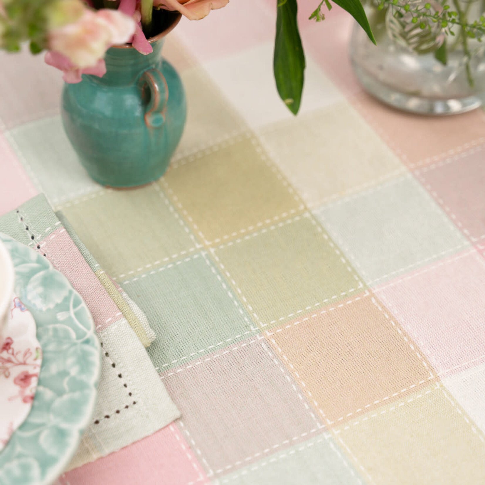 Tablecloth, Georgia Plaid Pink Sage 60x90 AC