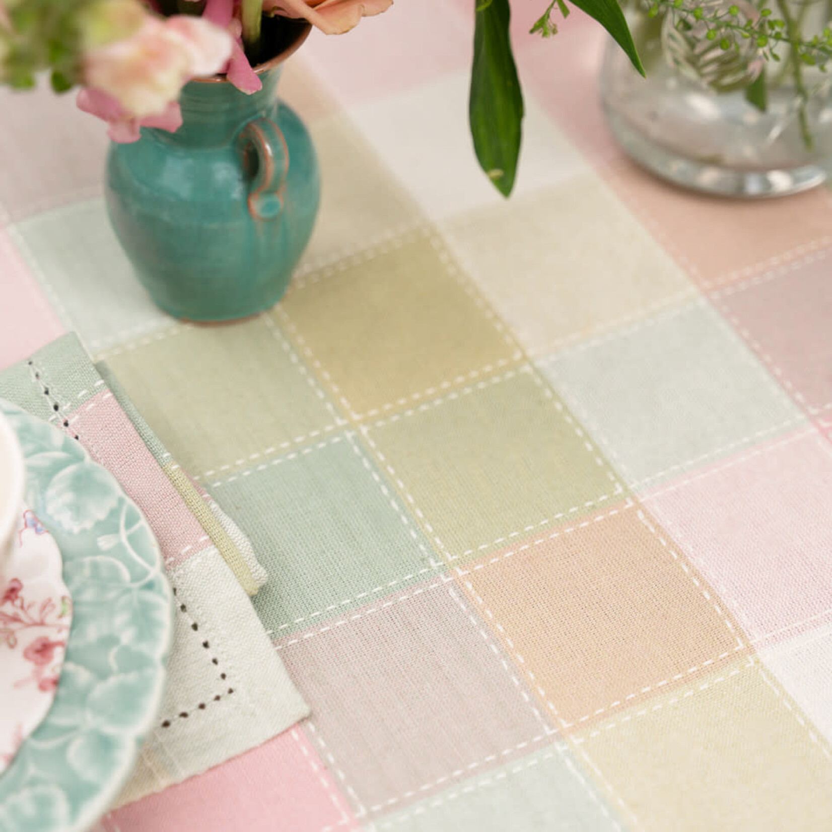 Tablecloth, Georgia Plaid Pink/Sage 70Rd AC