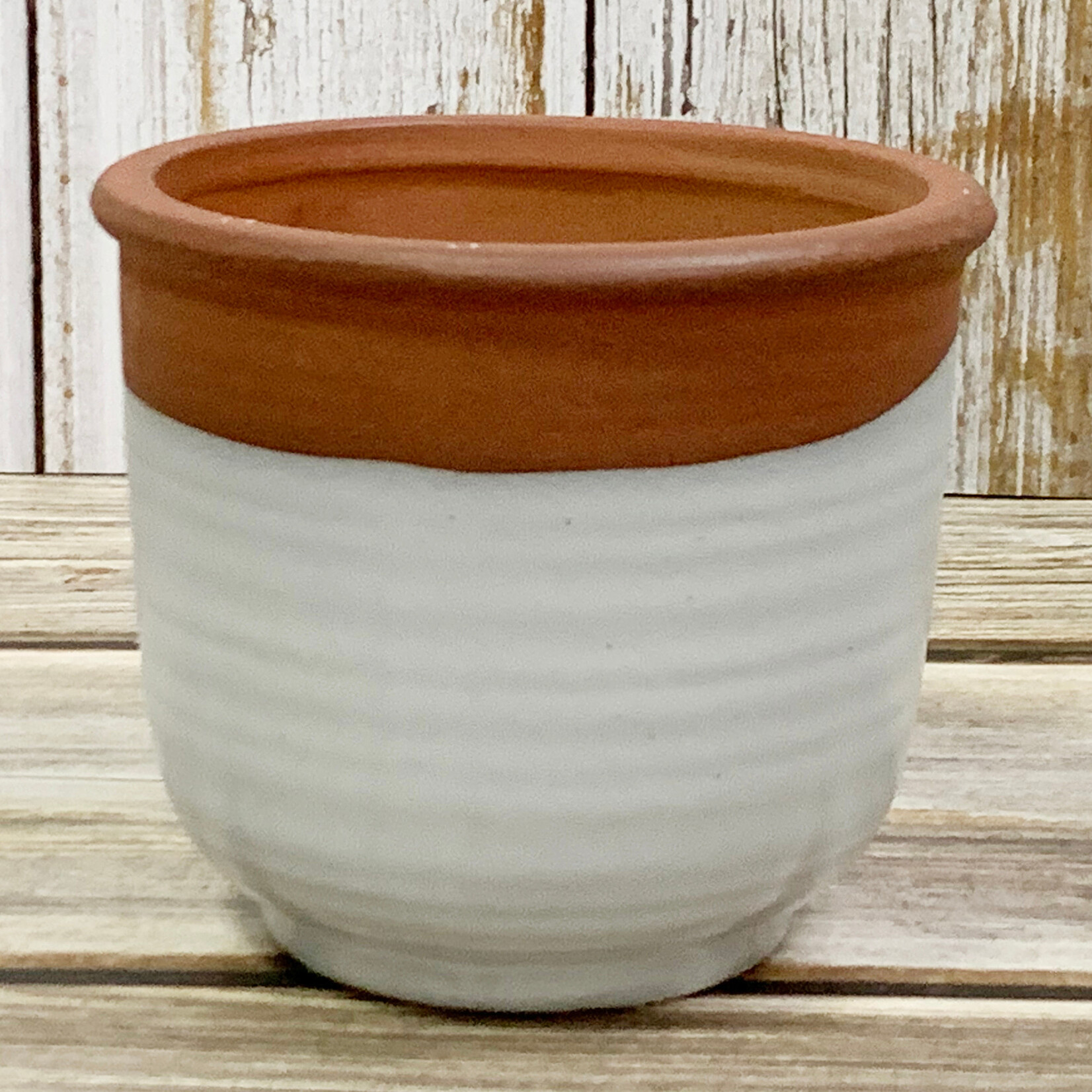 Potcover, Palmer Ceramic Terracotta/White 4.75 in
