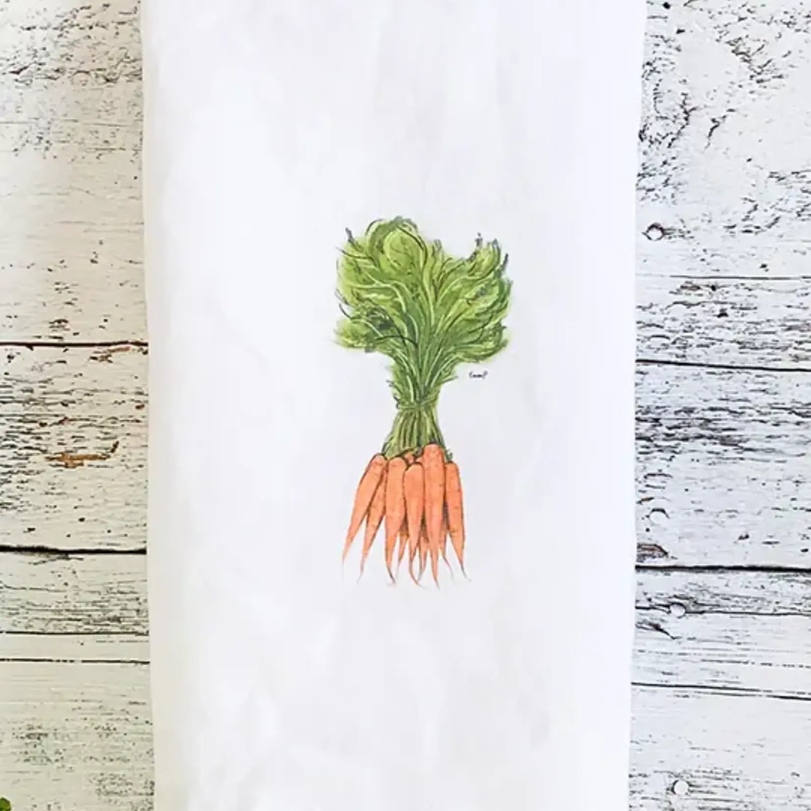 Tea Towel, Fresh Carrots French Linen 28 in
