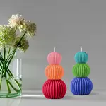Candle, Fluted Stacked Balls Asst. 6 in