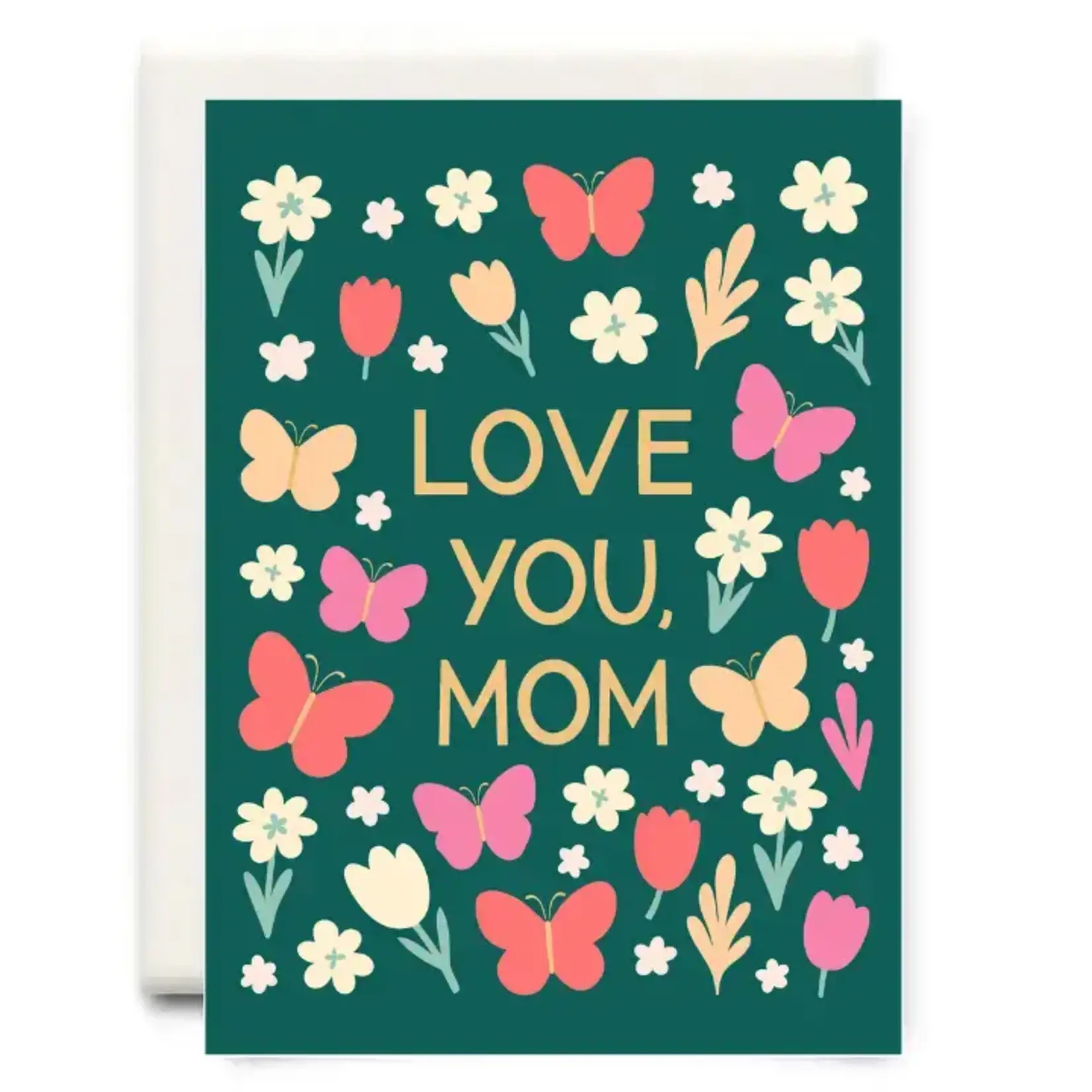 Card, Love You Mom Butterflies Green