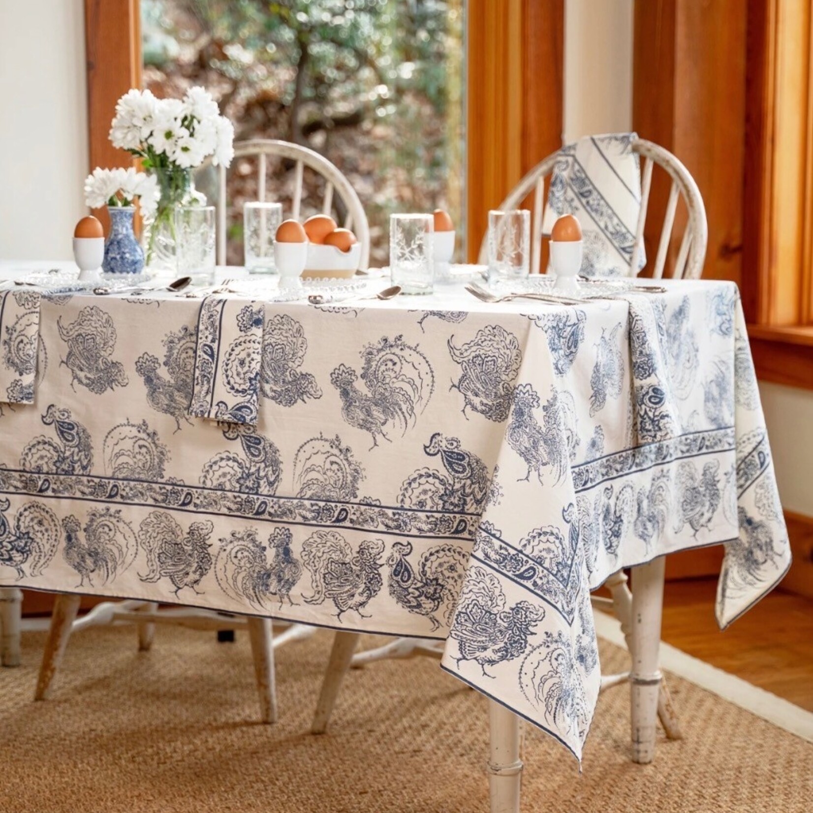 Tablecloth, Backyard Rooster Blue 54x54 AC