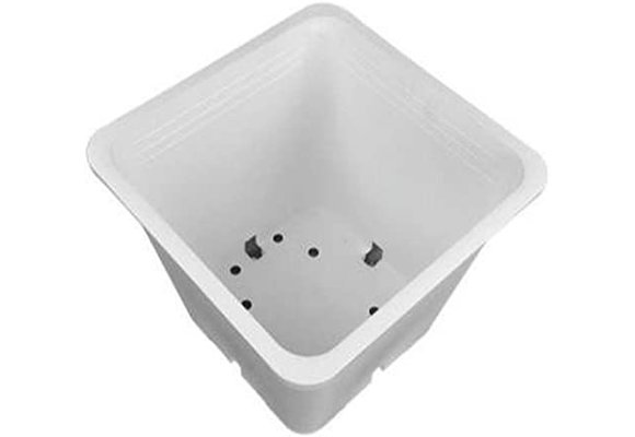 Square 6x6 3 gallon White Plastic Pot