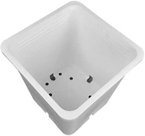 Square 6x6 3 gallon White Plastic Pot