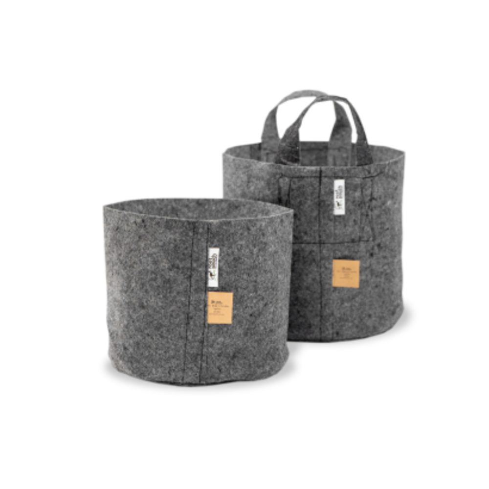 Root Pouch #20 w/ Handle Grey Natural Blend 20galFabric Pot - Image 2