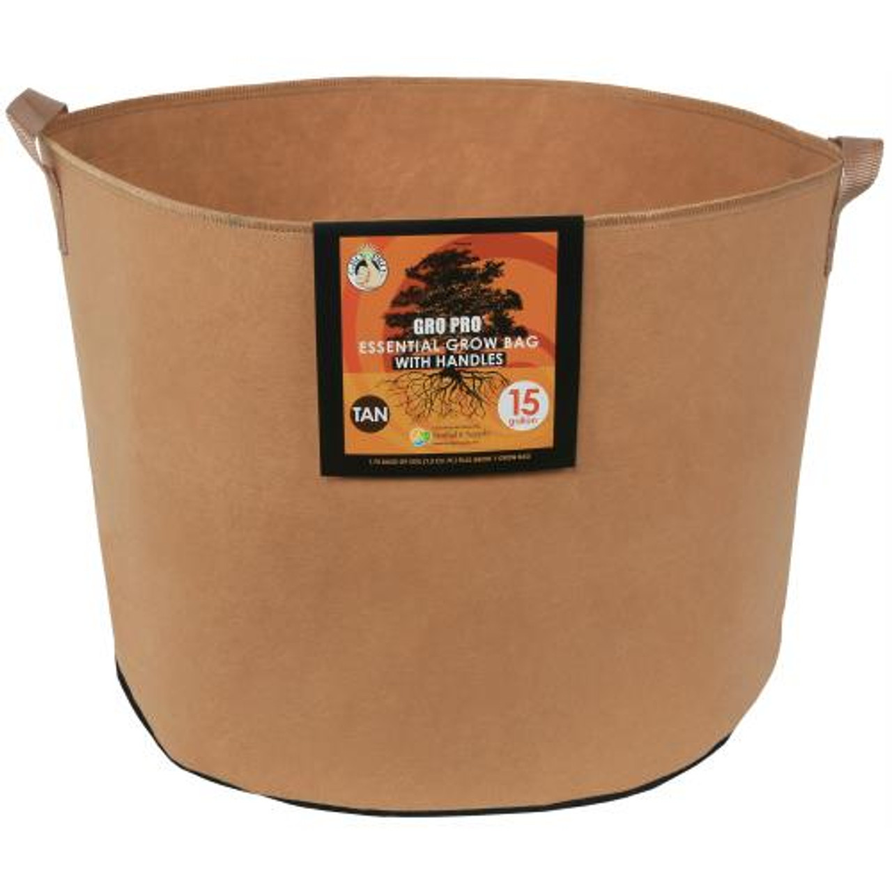 Gro pro 15 gallon fabric w/handles tan