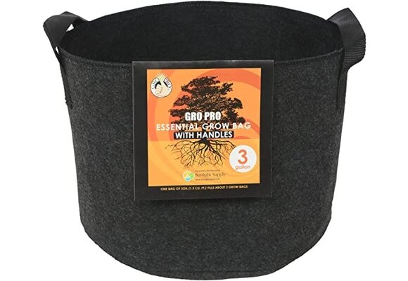 Gro pro 3 Gallon Fabric Black w/Handles