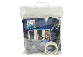 Adhesive zipper door