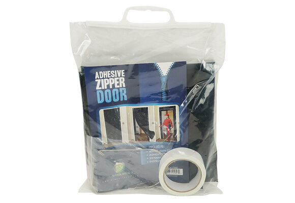 Adhesive zipper door