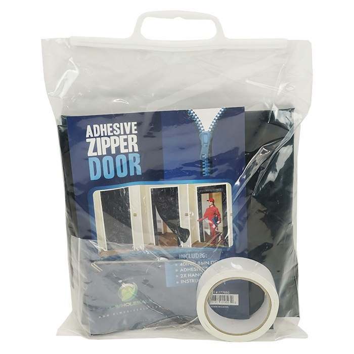 Adhesive zipper door