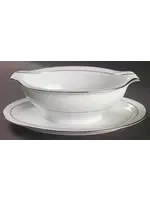 NORITAKE WHITEHALL GRAVY BOAT/ATTACHED UNDERPLATE (NO HANDLES)