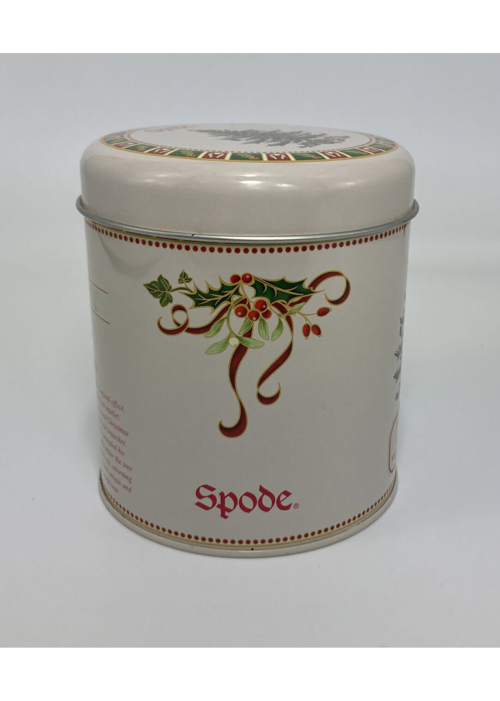 SPODE CHRISTMAS TREE GREEN TRIM SENTIMENT TIN