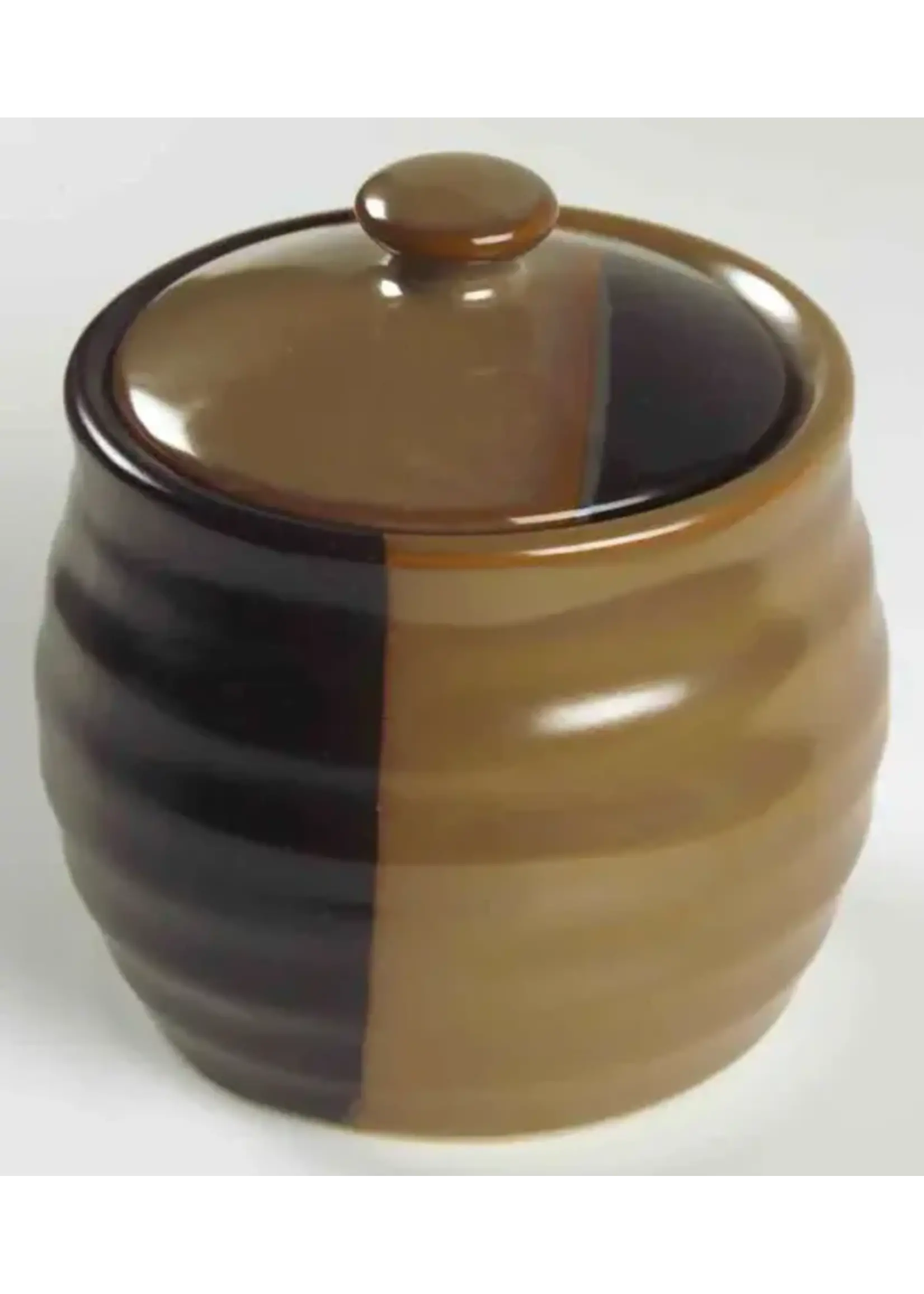 SANGO SANGO GOLD DUST BLACK SUGAR BOWL WITH LID 4"