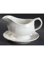 PFALTZGRAFF GAZEBO WHITE GRAVY BOAT AND UNDER PLATE