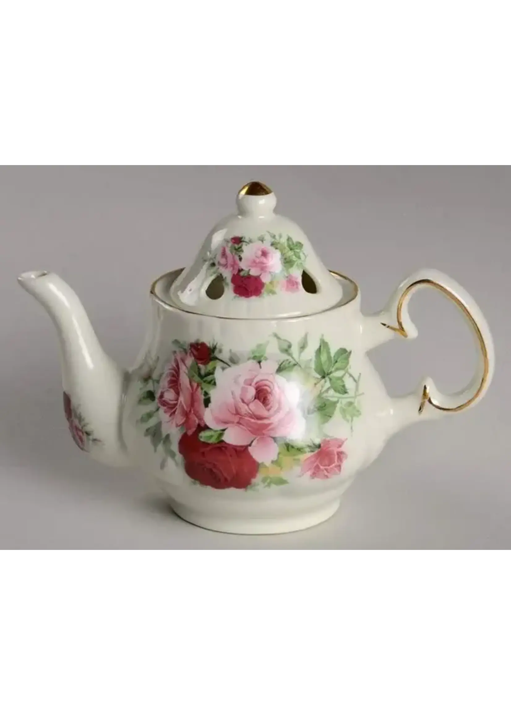 BAUM BROTHERS VICTORIAN ROSE POTPOURRI TEAPOT JAR & LID