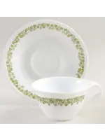 CORNING SPRING BLOSSOM CUP & SAUCER HOOK HANDLE 2 1/4"