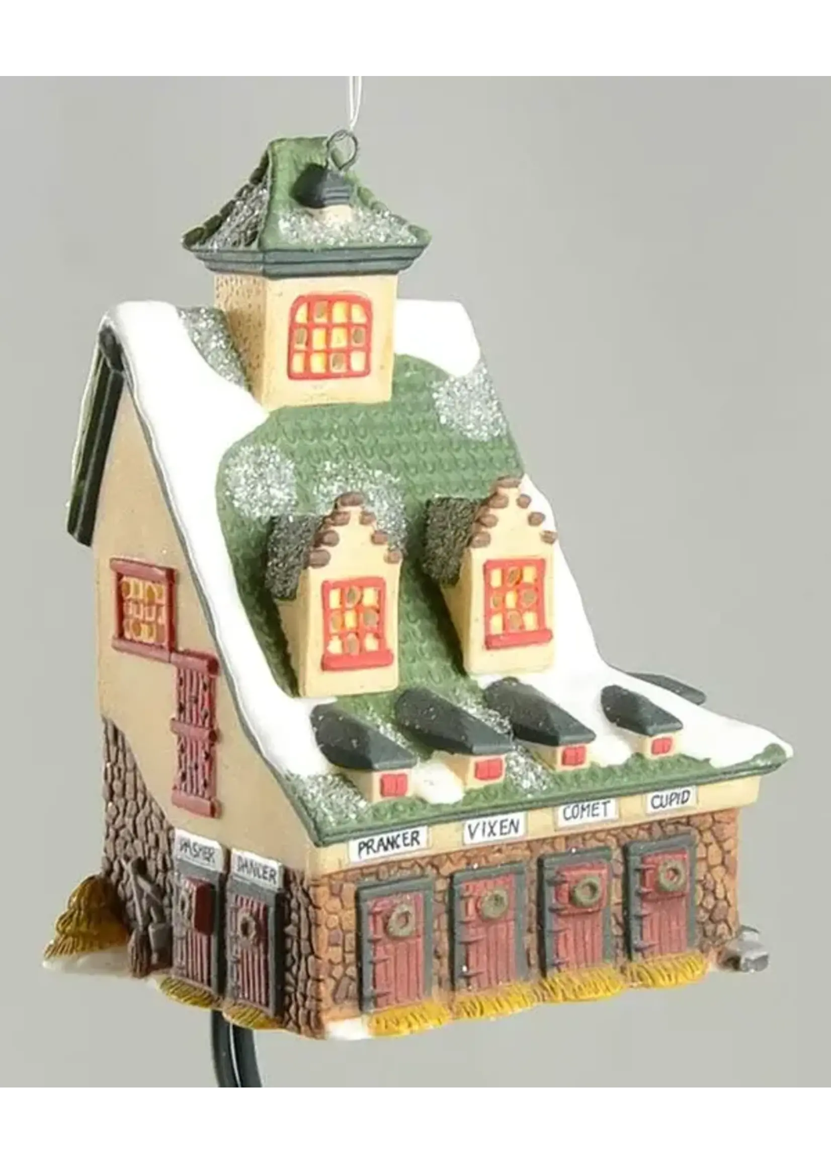 DEPARTMENT 56 NORTH POLE SERIES ORNAMENT REINDEER BARN