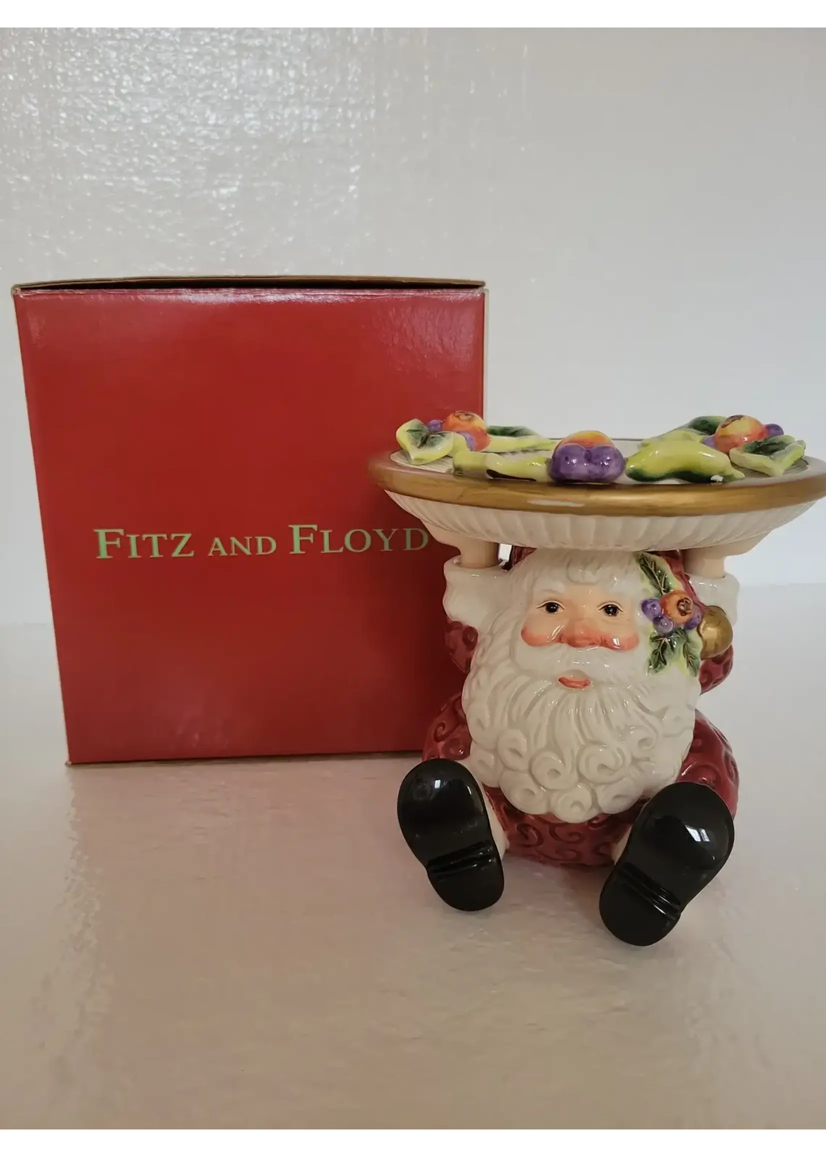 FITZ & FLOYD CHRISTMAS SANTA PILLAR HOLDER