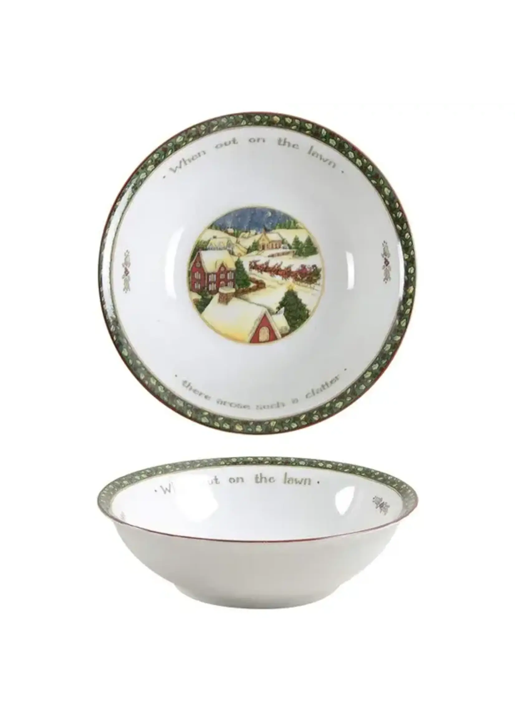 PORTMEIRION PORTMEIRION CHRISTMAS STORY BOWL 8" WHEN OUT ON THE