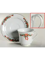 FINE CHINA OF CHINA POINSETTIA & RIBBON CUP & SAUCER 3"