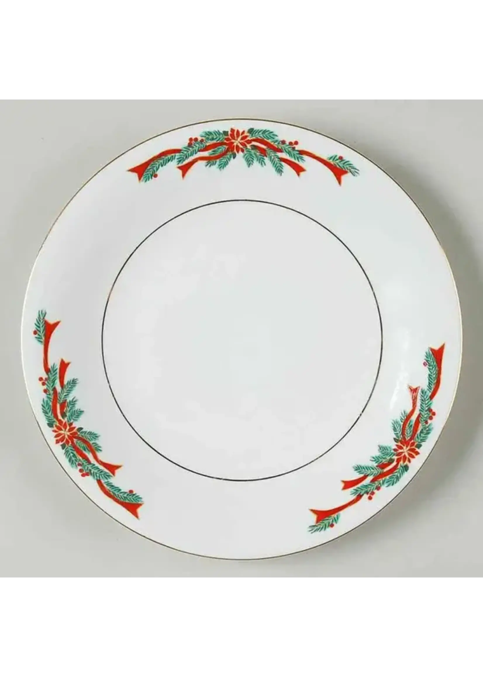 FINE CHINA OF CHINA POINSETTIA & RIBBONS SALAD PLATE 7 1/2"