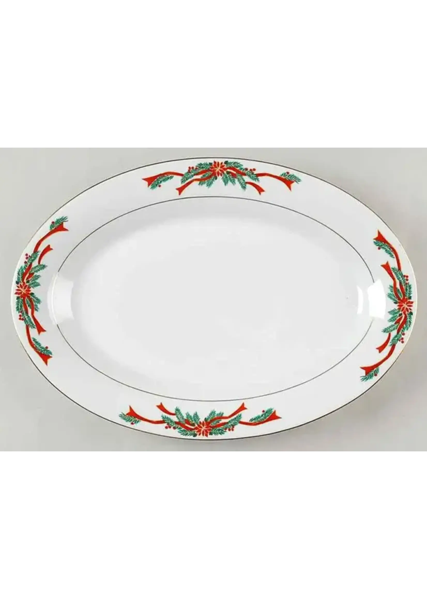 FINE CHINA OF CHINA POINSETTIA & RIBBONS PLATTER 14 1/8"