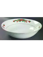 FINE CHINA OF CHINA POINSETTIA & RIBBONS ROUND VEGETABLE 9 1/2"