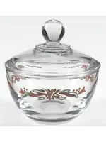 FAIRFIELD POINSETTIA & RIBBON SUGAR BOWL GLASS