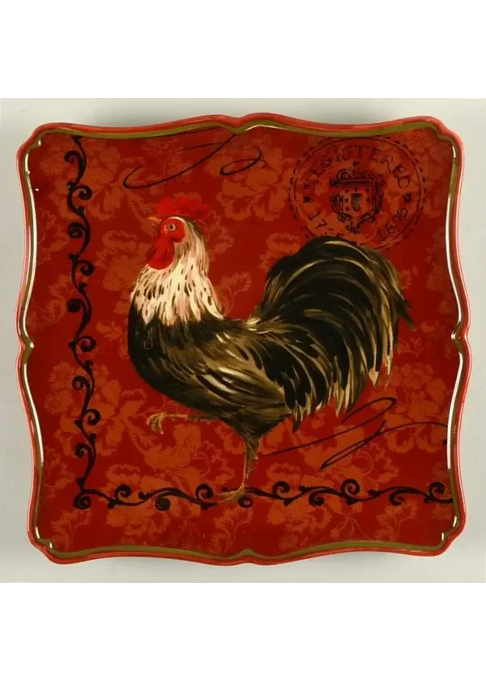 CERTIFIED INTERNATIONAL TUSCAN ROOSTER SQUARE PLATTER 12 1/2"