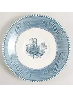 CURRIER & IVES BLUE SAUCER FOR FLAT CUP  6 1/8"