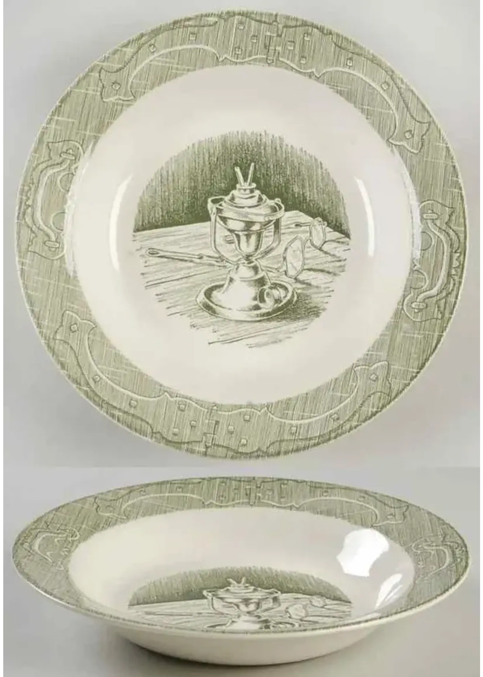 ROYAL USA OLD CURIOSITY SHOP GREEN SOUP BOWL 8 3/8"