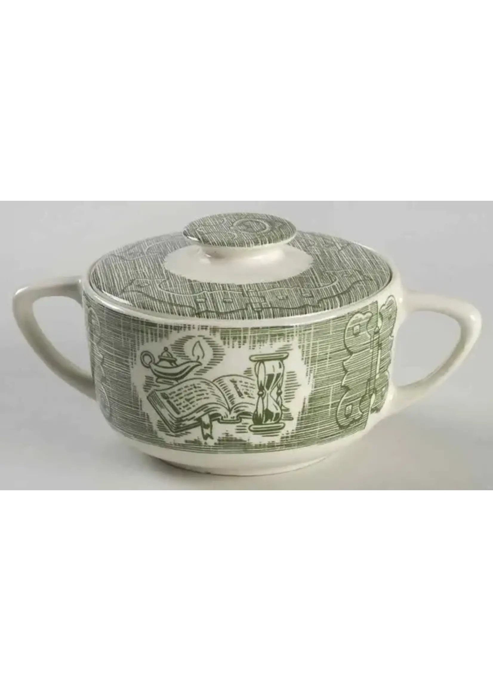 ROYAL USA OLD CURIOSITY SHOP GREEN SUGAR BOWL 3 "