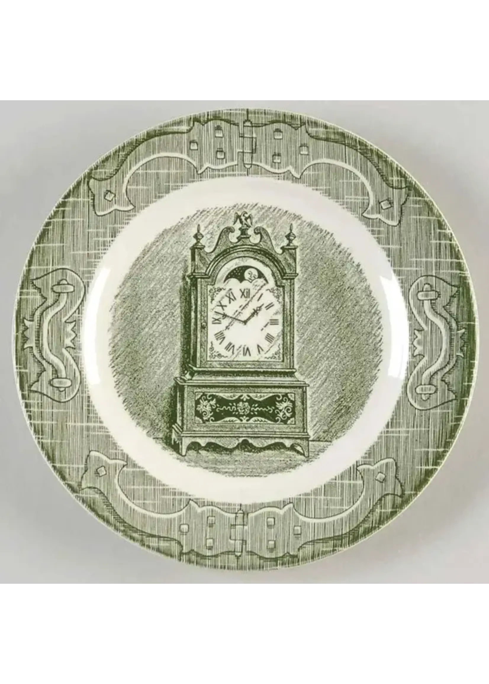 ROYAL USA OLD CURIOSITY SHOP GREEN BREAD & BUTTER PLATE 6 1/2"