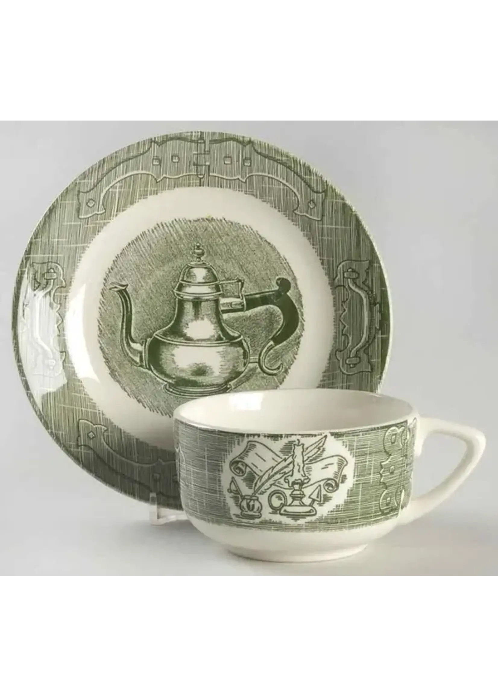 ROYAL USA OLD CURIOSITY SHOP GREEN CUP & SAUCER 2"