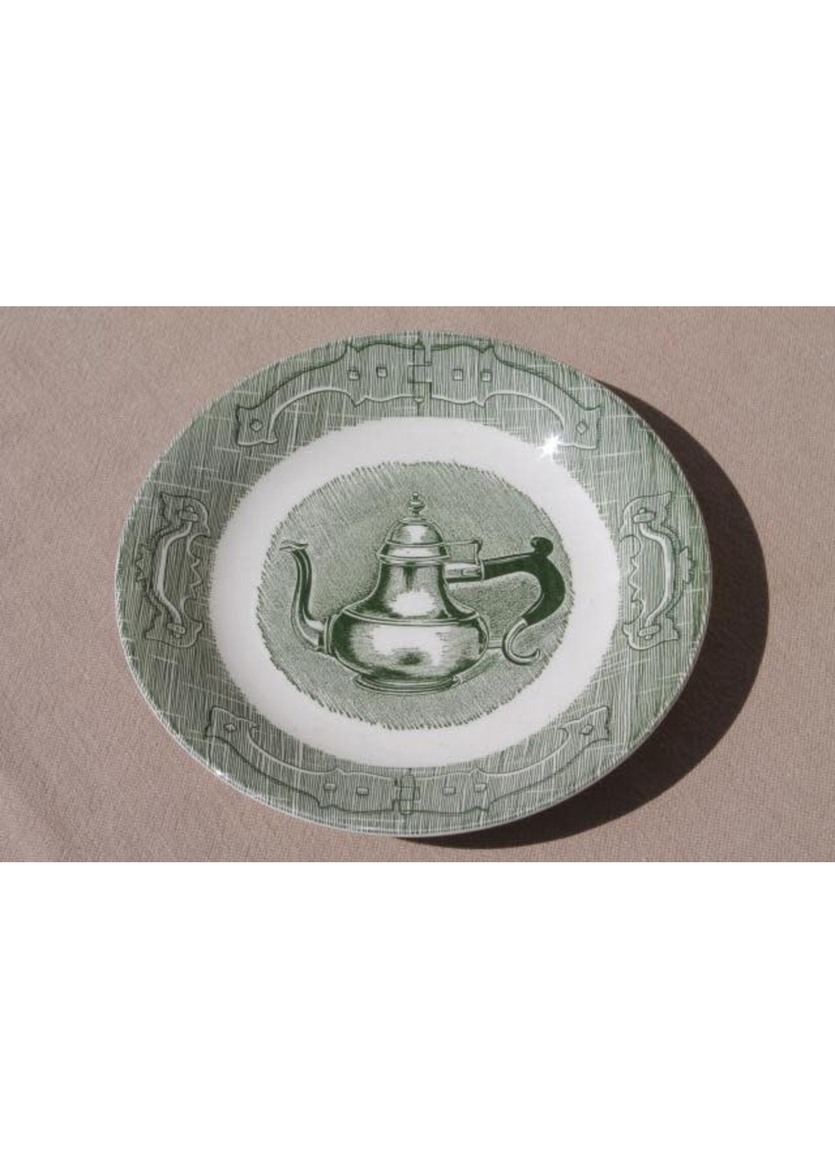 ROYAL USA OLD CURIOSITY SHOP GREEN SAUCER 6 1/8"